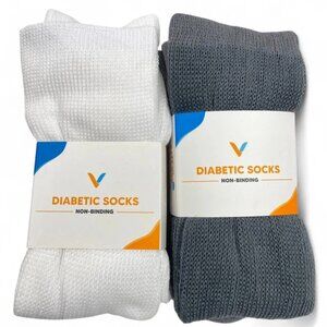 2 Pair Viasox Diabetic Non Binding Knee Socks XL Men's 13-19 Women's 14  X-Large